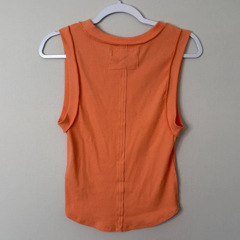 Free People We The Free Kate Tank Top Medium Wild Papaya Orange Ribbed Boho